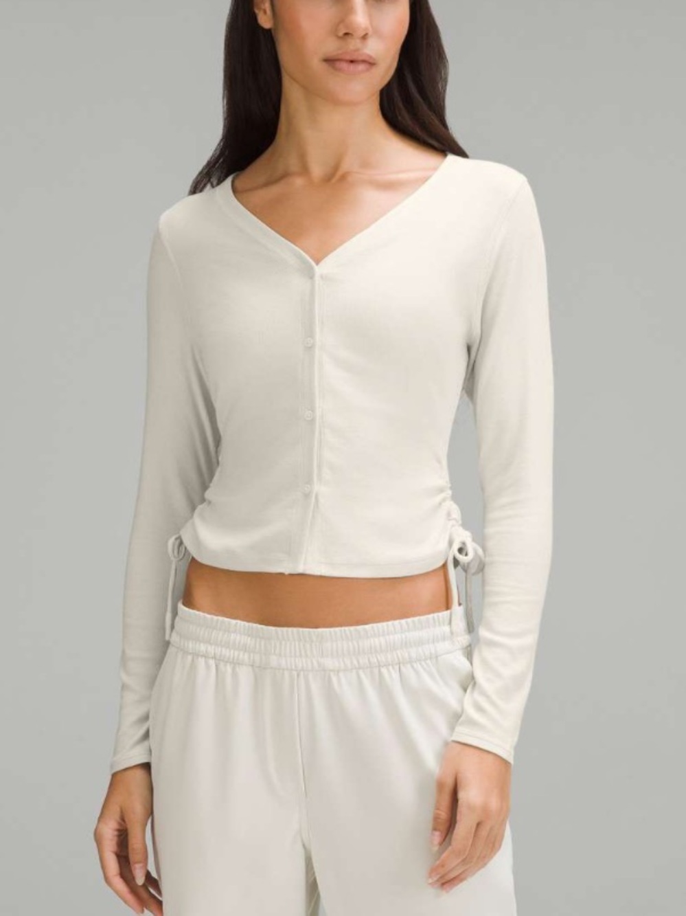 Lululemon Side-Cinch Ribbed Cardigan Bone size 8